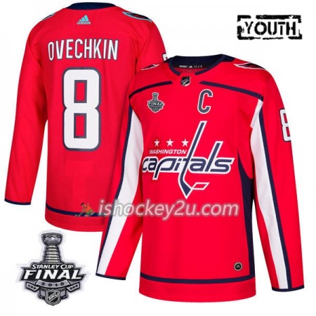 Børn NHL Washington Capitals Trøje Alex Ovechkin 8 2018 Stanley Cup Final Patch Adidas Rød Authentic